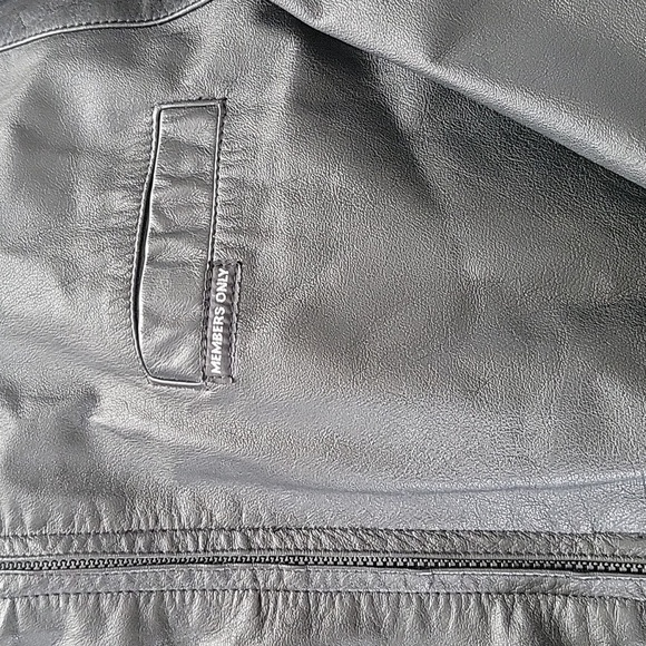 Members Only genuine leather jacket, LT, black, epaulettes, 42-44 LT - Picture 3 of 15